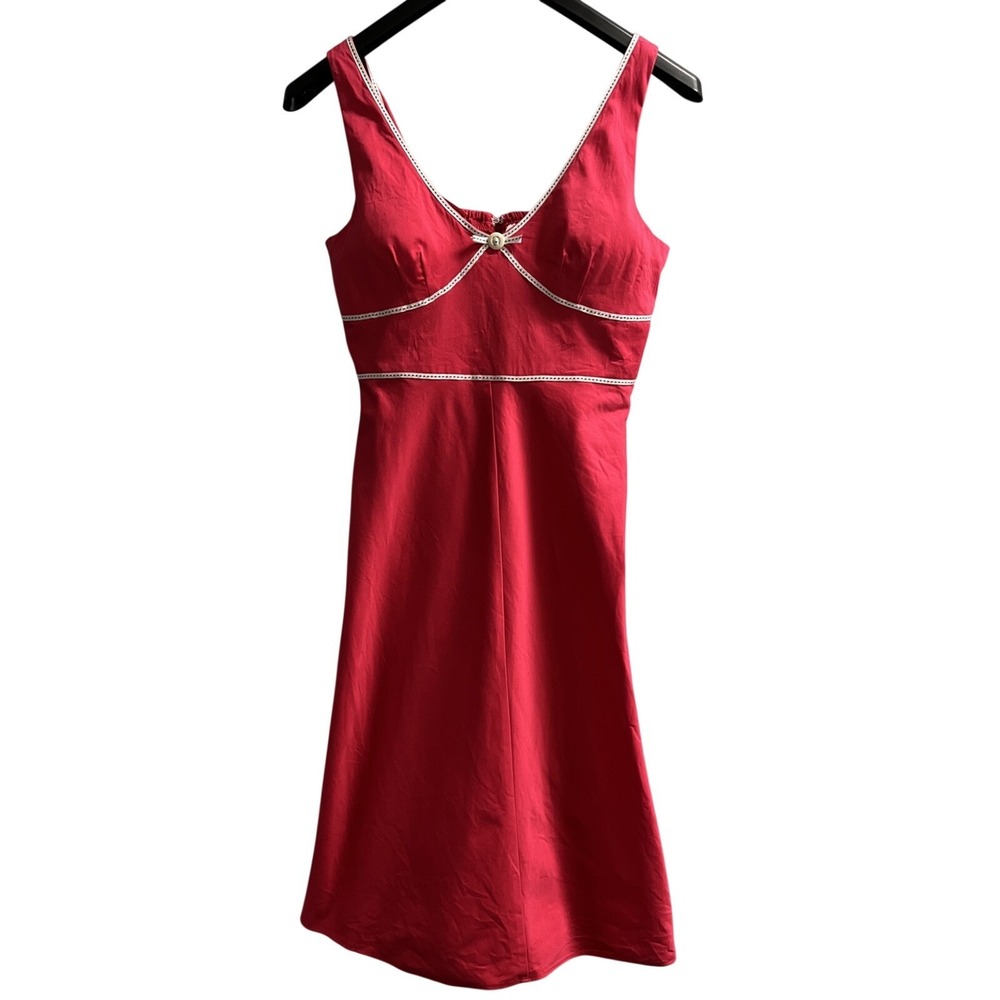 Vintage R&K Dress Womens 10P Pink Babydoll Fitted Midi Pin Up Retro Rockabilly